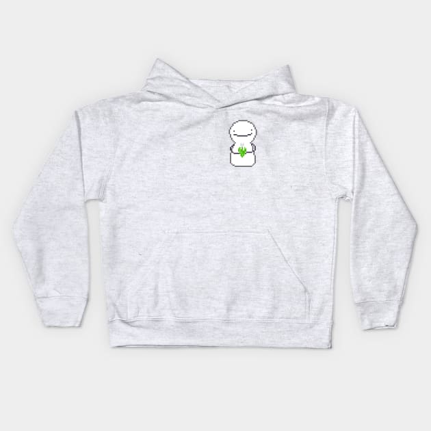 dream blob holding white tulip pixel art Kids Hoodie by sezawhatever